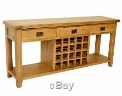 Rustic Oak Sideboard Table With Wine Rack Living Room Furniture VA001