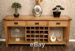 Rustic Oak Sideboard Table With Wine Rack Living Room Furniture VA001