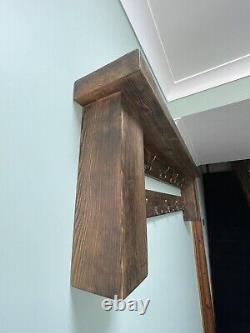 Rustic Reclaimed Waxed Wooden Chunky Coat Rack With Shelf Handmade