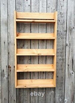 Rustic Spice Rack Handmade Wooden Kitchen Storage 2 5 Shelf Wall Mounted (SP)