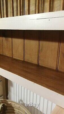 Rustic Vintage Painted Pine Country Farmhouse Wall Plate Rack