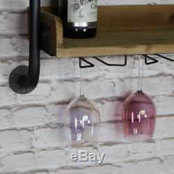 Rustic Wall Mounted Wine Bottle and Glass Rack
