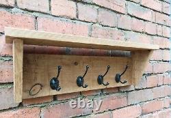 Rustic Wooden Coat Rack Coat Hooks With Shelf Wall Mounted Solid Wood