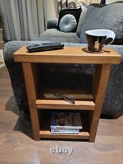Rustic Wooden end, coffee with 2 shelves slim narrow side table various colours