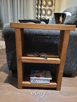 Rustic Wooden end, coffee with 2 shelves slim narrow side table various colours