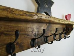 Rustic coat rack with shelf, rustic coat hanger, reclaimed coat rack, coat hook
