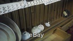 SOLID PINE PLATE RACK WITH DRAWERS WALL MOUNT OR DRESSER TOP. (Used, vgc)