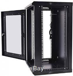 Safstar 18U Wall Mount Network Server Data Cabinet Enclosure Rack Glass Door With