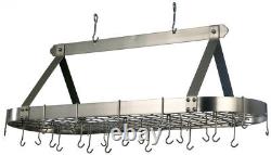 Satin Nickel Pot Rack With 24 Hooks Old Dutch 15.5 in. X 19 in. X 48 in. Oval
