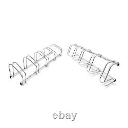 Set of 2 bike racks wall and floor mounted 5 bicycle holder chrome-plated steel