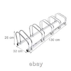 Set of 2 bike racks wall and floor mounted 5 bicycle holder chrome-plated steel