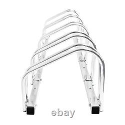 Set of 2 bike racks wall and floor mounted 5 bicycle holder chrome-plated steel