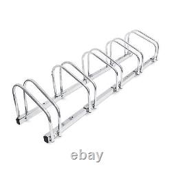 Set of 2 bike racks wall and floor mounted 5 bicycle holder chrome-plated steel