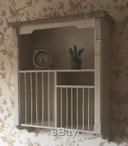 Shabby French Country Chic Cream Wall Mounted Plate Rack kitchen crockery