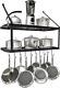 Shelf Pot and Pan Rack Hanger Mounted Hanging Pot Rack for Kitchen Storage and