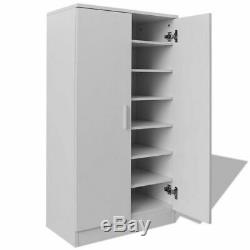 Shoe Cabinet Rack Storage Cupboard 7 Shelves Footwear Stand Oak White WIth Door