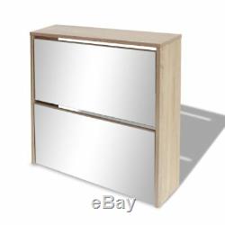 Shoe Cabinet Storage Organiser Rack Stand 2/3-Layer Mirror Oak/White 2 Sizes