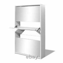 Shoe Cabinet Storage Organiser Rack Stand 2/3-Layer Mirror Oak/White 2 Sizes