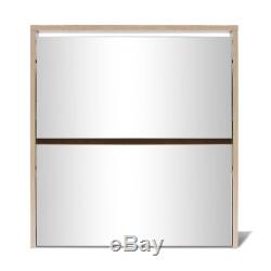 Shoe Cabinet Storage Organiser Rack Stand 2/3-Layer Mirror Oak/White 2 Sizes UK