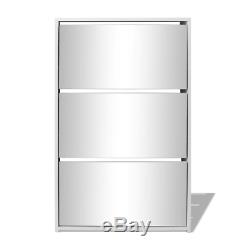 Shoe Cabinet Storage Organiser Rack Stand 2/3-Layer Mirror Oak/White 2 Sizes UK
