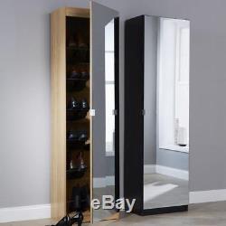 Shoe Cabinet With Front Mirror Storage Rack Pair Organizer Closet Space Saver