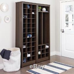 Shoe Storage Cabinet Espresso Space-Saving Pair Rack Closet Organizer Wood Decor