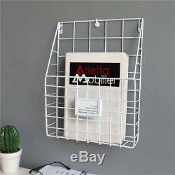Simple Iron Wall-Mounted Hanging Rack Magazine Newspaper Storage Shelf Organizer