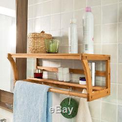 SoBuy Wall Mounted Bathroom Towel Rail Hanger Rack Shelves 4 Hooks, FRG49-N, UK