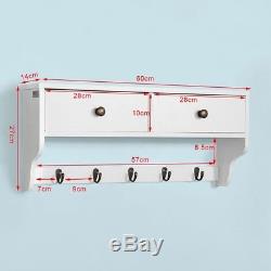 SoBuy Wall Mounted Display Storage Rack Unit with Drawers & Hooks, FRG178-W, UK