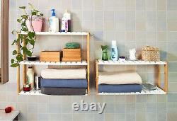 SoBuy Wall Wounted Shelf with Hook, Bathroom Kitchen Storage Rack, FRG28-WN, UK