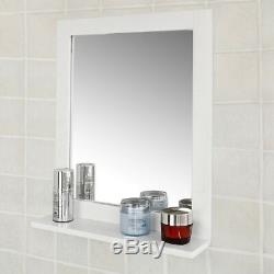 SoBuy Wood Wall Bathroom Mirror with Shelf, Bathroom Storage Rack, FRG129-W, UK