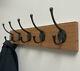 Solid Oak Coat Rack Handmade Wall Mounted Coat Hat Iron Hooks Various Sizes