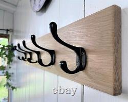 Solid Wood Oak Coat Rack Victorian Black Double Hooks (2-16 hooks)