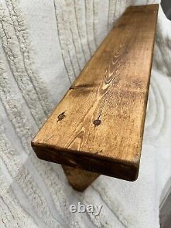 Solid wooden rustic coat rack with shelf handmade farmhouse