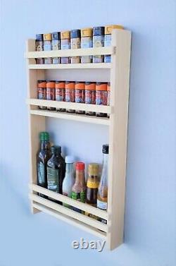 Spice & Oil Bottle Rack 3 Shelf Wall Mounted Larder Kitchen Storage Natural