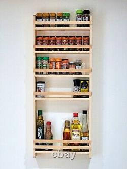 Spice & Oil Bottle Rack 5 Shelf Wall Mounted Larder Kitchen Storage Natural