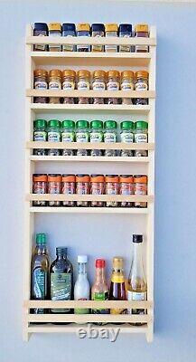 Spice & Oil Bottle Rack 5 Shelf Wall Mounted Larder Kitchen Storage Natural