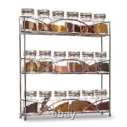 Spice Rack 3 Tier Herb Jar Free Standing Kitchen Storage Organiser Shelf Holder