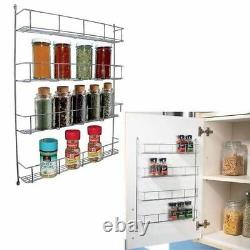 Spice Rack Chrome Plated 4 Tier Hanging Jar Organizer Wall Cabinet Storage Unit