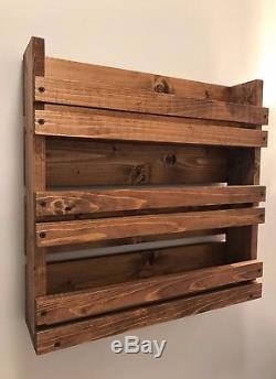 Spice Rack Kitchen Organizer Storage 3 Shelf Wall Mount Wood Wooden Rustic House
