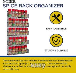Spice Rack Organizer Space Saving Wall Mount 5-Tier Wire Rack Shelves for Pant