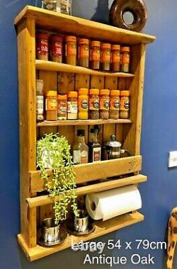 Spice Rack Rustic Wooden Handmade Kitchen storage Herb rack Spice shelf