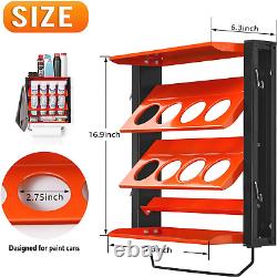 Spray Can Holder Rack with Paper Towel Holder, Steel Wall Mounted Spray Paint Ca
