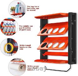 Spray Can Holder Rack with Paper Towel Holder, Steel Wall Mounted Spray Paint Ca