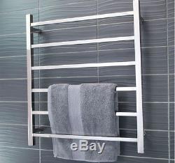 Square Chrome Heated Electric 6 Bar Towel Rack Ladder 304 Stainless Steel AU