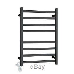 Square Matte Black Heated Electric 8 Bar Towel Rack Ladder 304 Stainless Steel