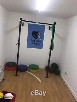 Squat Rack & Adjustable Pull Up Bar (a beefy steel rig) BRAND NEW wall mounted