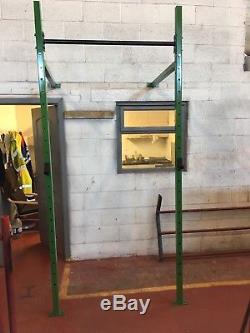 Squat Rack & Adjustable Pull Up Bar (a beefy steel rig) BRAND NEW wall mounted