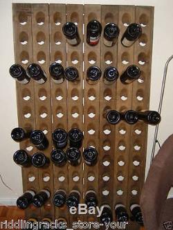 Stained Old Oak Champagne Riddling Rack for 60 Wine Bottles - Winerack + Holder