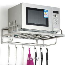 Stainless Steel Microwave Oven Rack Stand Wall Mounted Home Kitchen